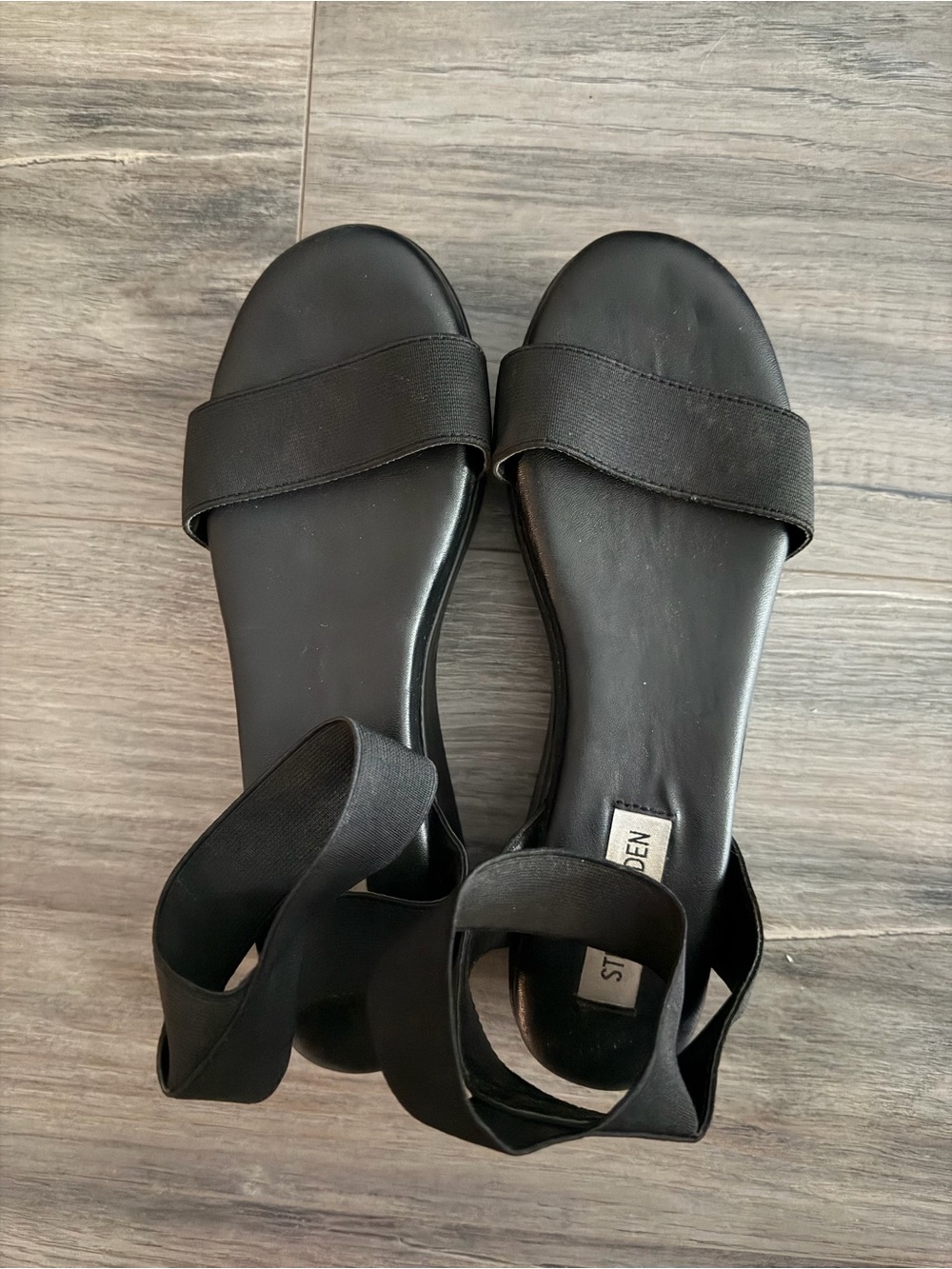 Steve Madden Black Elastic Ankle Wrap Sandals
